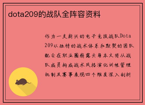 dota209的战队全阵容资料